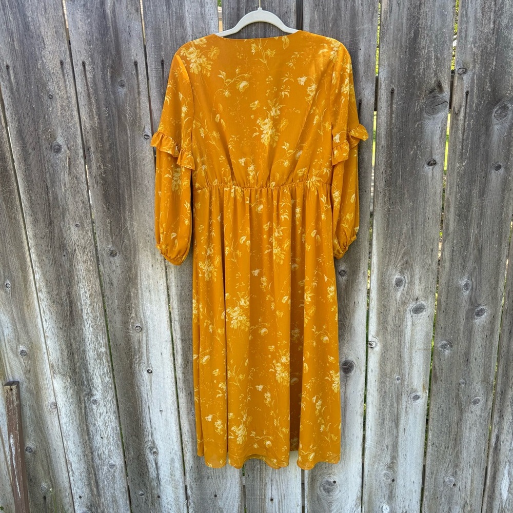 Madewell Ruffle Sleeve Button Front Dress Tonal Brown Size 6 - Picture 2 of 13
